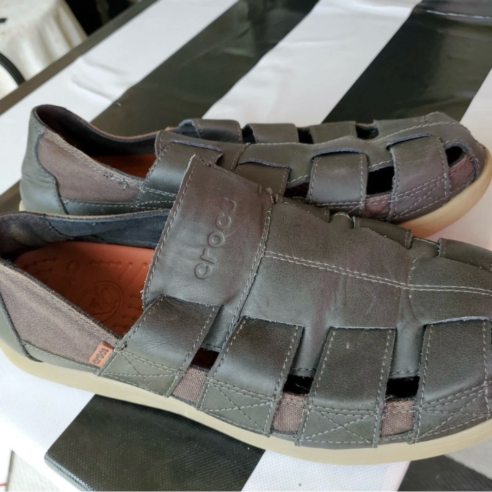 CROCS Santa Cruz Fisherman Brown Sandals Mens Size 11
